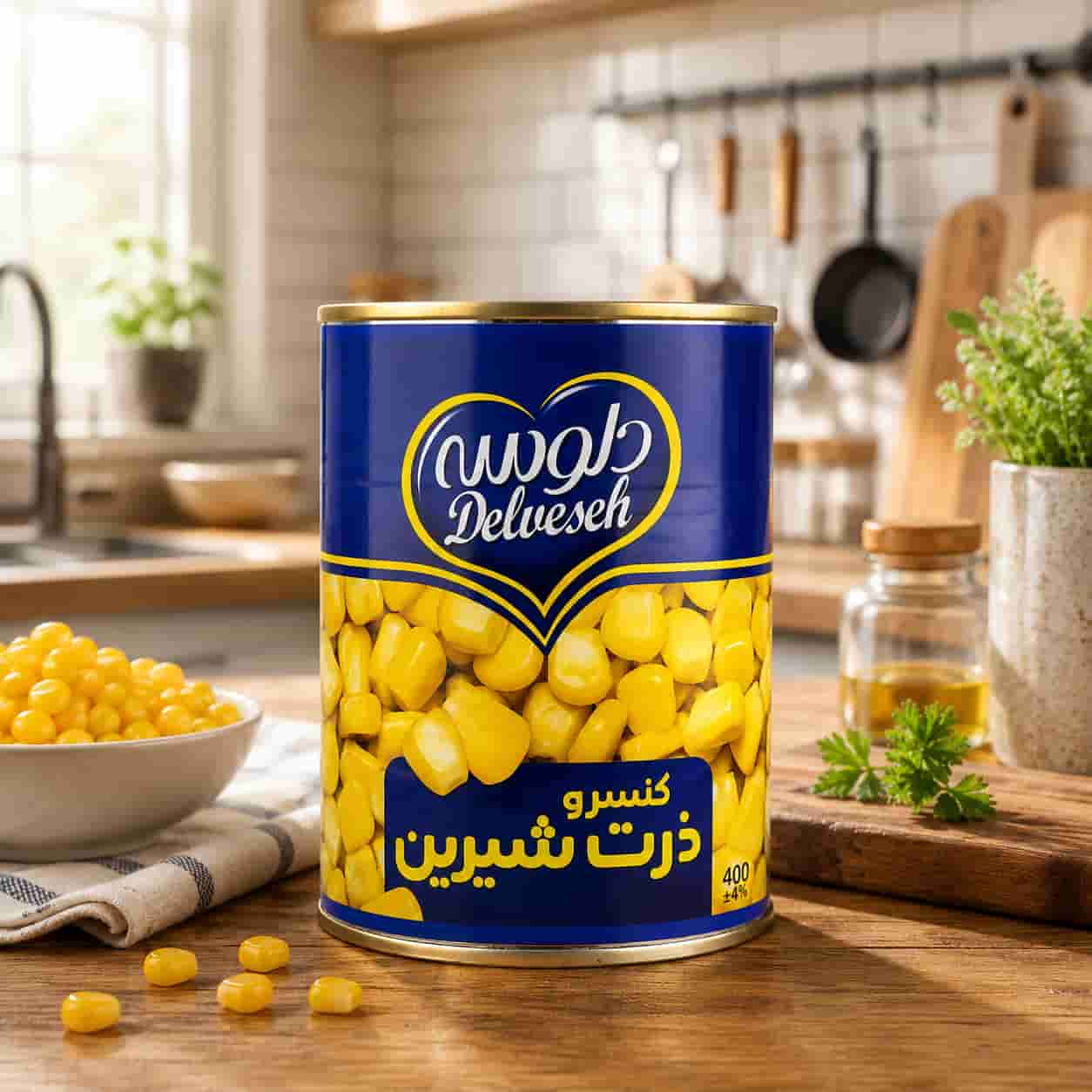 کنسرو ذرت دلوسه با دانه‌های شیرین برای پیتزاهای خانگی